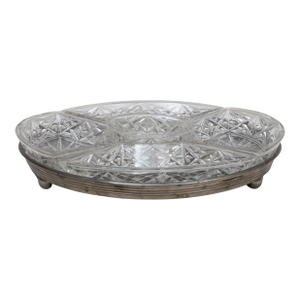 20th Century French Crystal Serving Dish On Silver Base