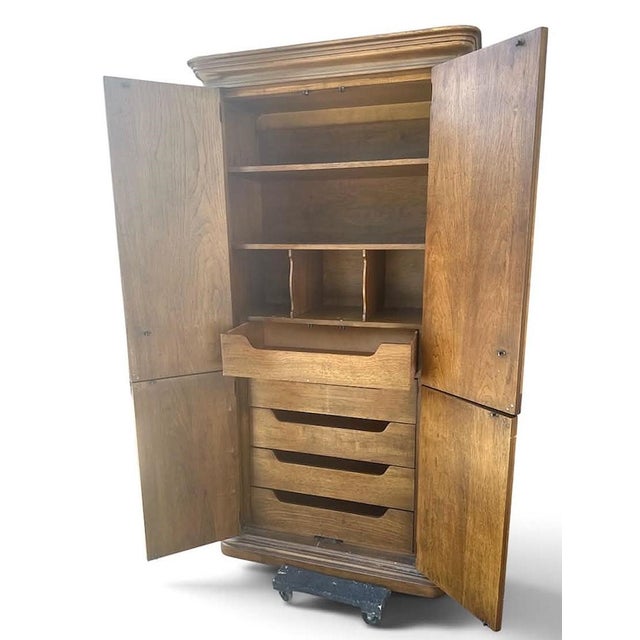 Italian Henredon Solid Walnut Linen Press/Armoire - Late 20th Century - Late 20th Century - 2 Available For Sale - Image 3 of 10