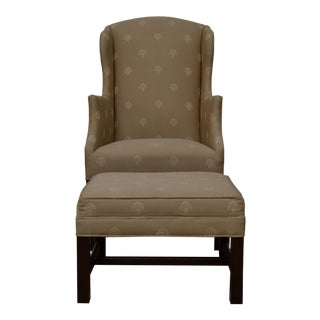 Southwood Mid Century Chippendale Style Chair and Ottoman For Sale