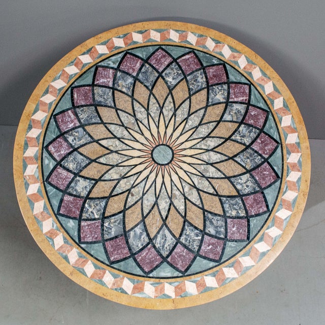 Neoclassical Late 20th Century Neoclassical Inlaid Marble Center Table For Sale - Image 3 of 12