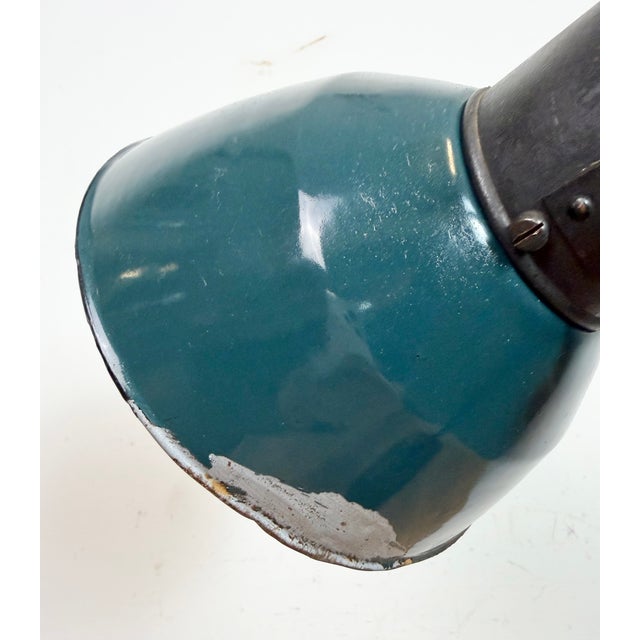 Vintage German Bauhaus Petrol Enamel Table Lamp from Schaco, 1930s For Sale - Image 10 of 18