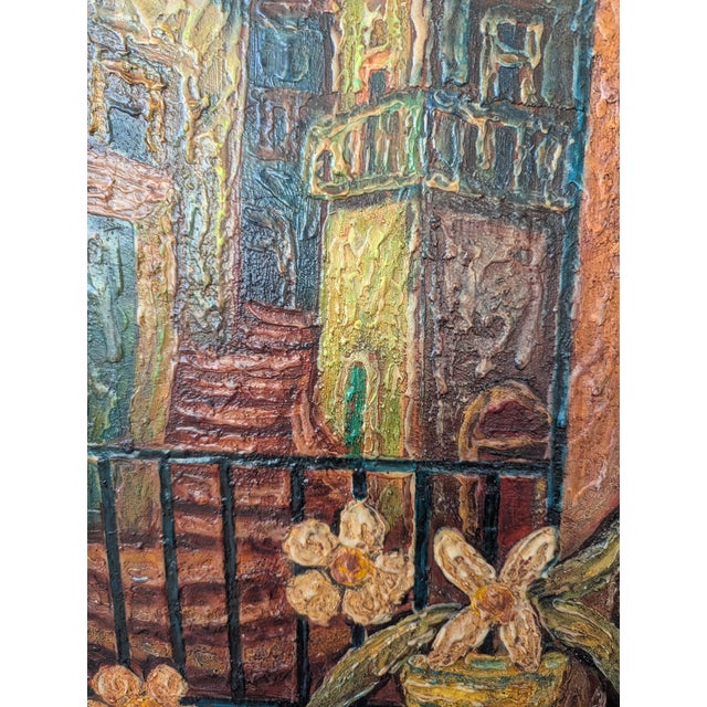 Purple Isaac Amitai (Israeli, 1907-1984) MCM Painting of View From Safed, Israel Balcony For Sale - Image 8 of 8