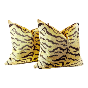Scalamandré Tiger Velvet Pillows - A Pair