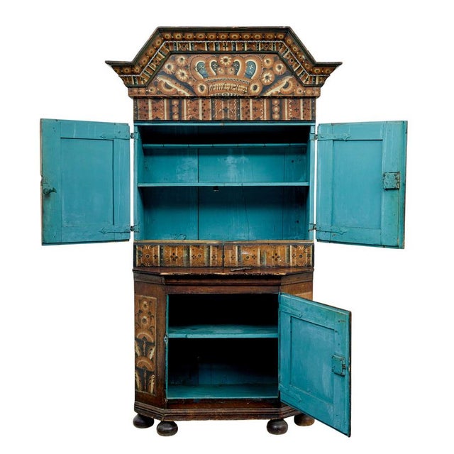 Early 19th Century Swedish Hand-Painted Cupboard, 1804 For Sale - Image 5 of 10
