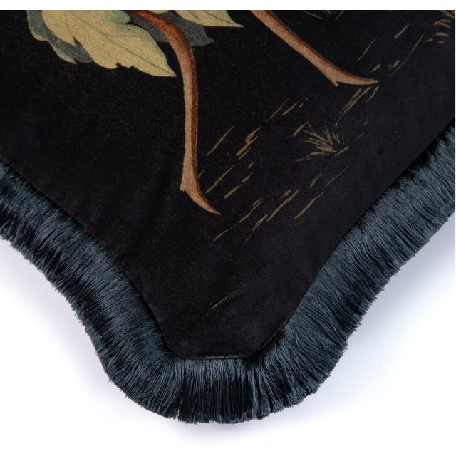 English House of Hackney Love Letter Medium Fringe Velvet Cushion - Noir For Sale - Image 3 of 4