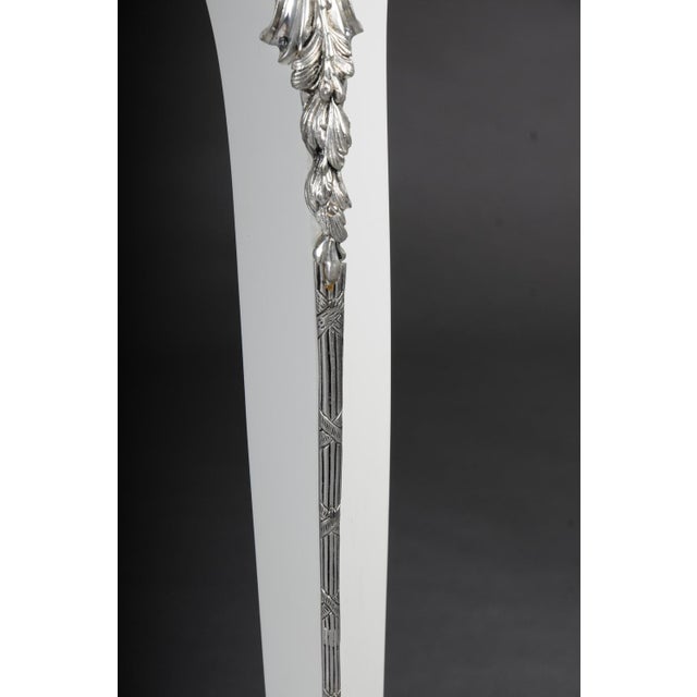 Vintage Writing Desk in High Gloss White and Silver For Sale - Image 17 of 18