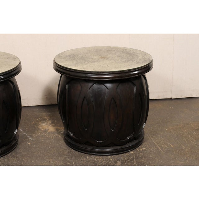 Pair of French Drum Tables With Sun-Burst Mirror Tops For Sale - Image 9 of 11