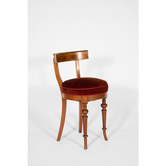 Italian Curved Back Chair in Walnut with Red Velvet Seat, Early 20th Century For Sale - Image 6 of 18