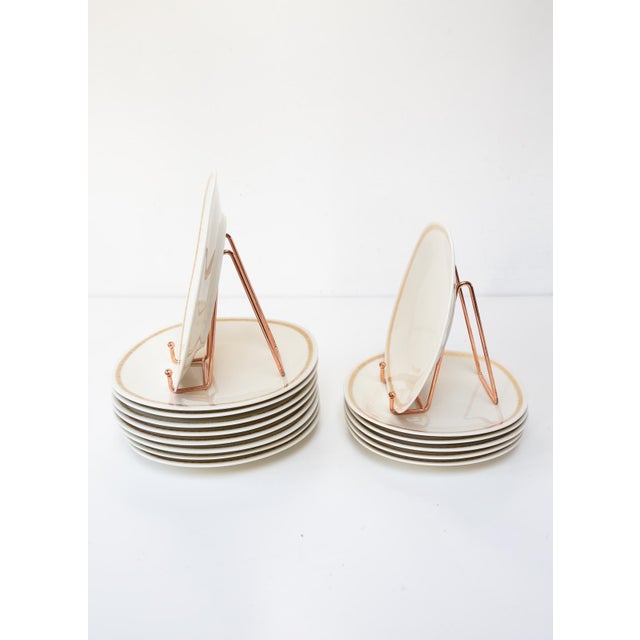 1960s Porcelain Plates Plumes with Fine Gold from Limoges Raynaud, 1960s, Set of 15 For Sale - Image 5 of 7