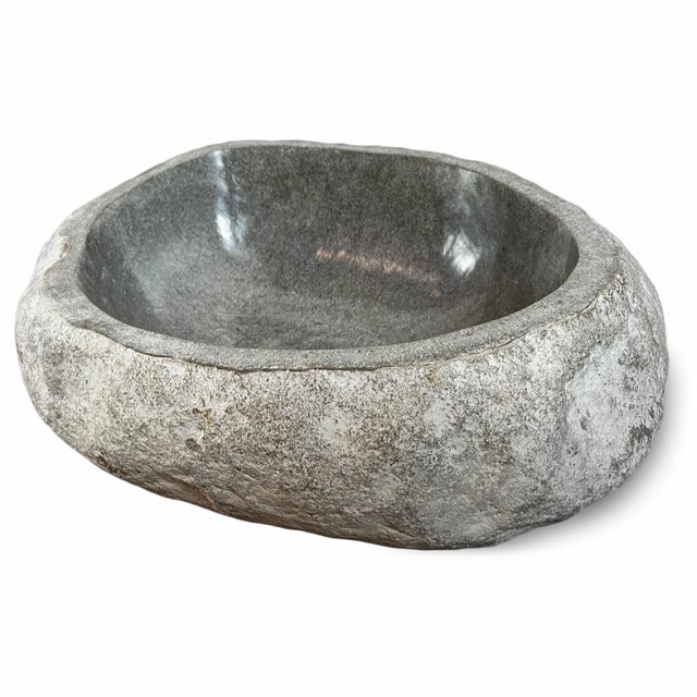 Early 21st Century Vintage XL River Stone Boulder Bowl For Sale - Image 5 of 5