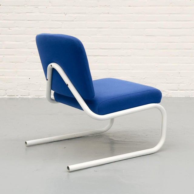 Postmodern Blue Tubular Frame Lounge Chair | Chairish