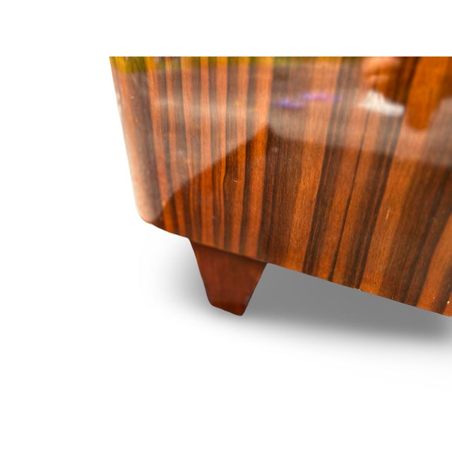 1930s Italian Art Deco Burl Maple and Rosewood Waterfall Queen Bed For Sale - Image 11 of 12