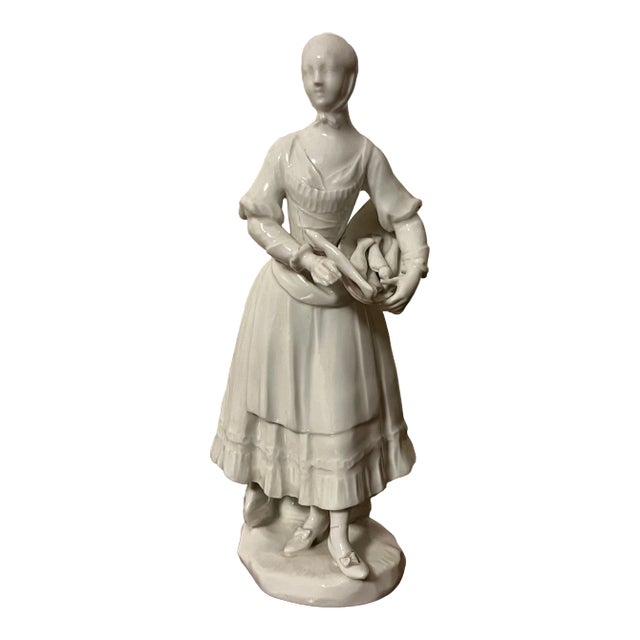 Antique 18th Century Vienna Porcelain Blanc De Chine Figure of a Fish Seller For Sale