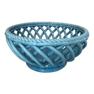 Tiffany Blue Ceramic Basket For Sale
