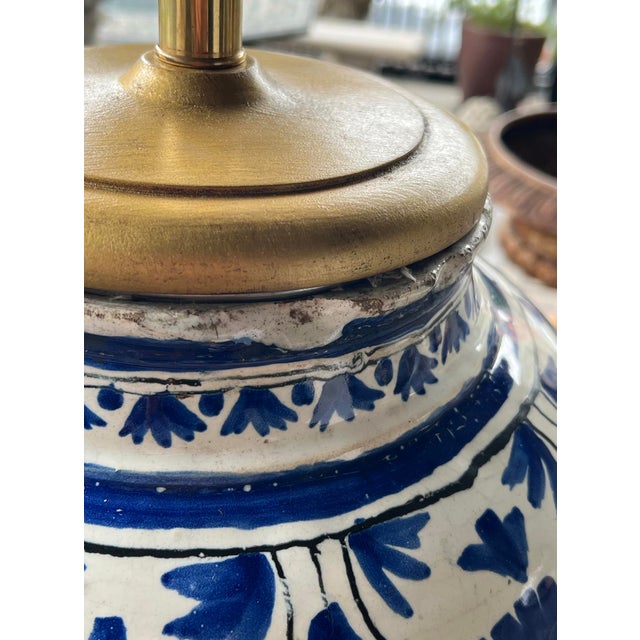 French 18th Century Faience Blue & White Apothecary Jar Now Mounted as a Lamp For Sale - Image 11 of 11