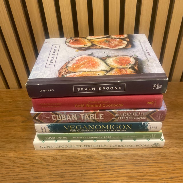 1990s Curated Culinary Decorative Book Stack – Chef’s Kitchen Library, Set of 6 For Sale - Image 5 of 6