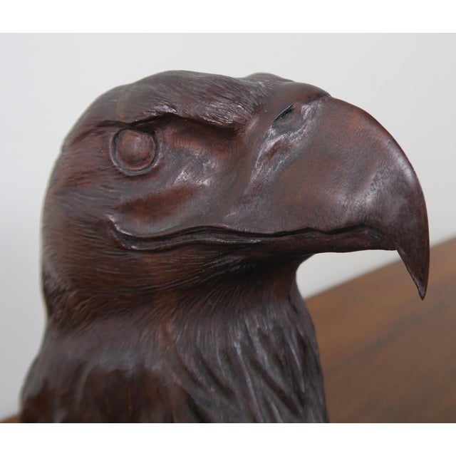 Carved Wood Eagle Head on Marble Base Chairish
