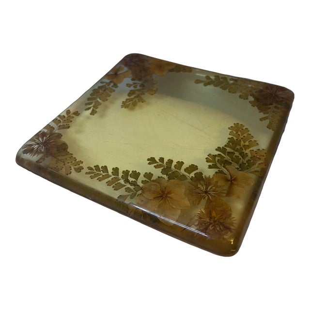 Vintage Lucite Resin Trivet Tray | Large 9.5” Square For Sale