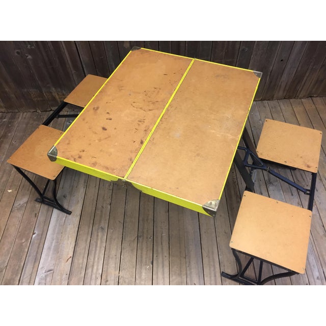 Vintage Portable Metal Folding Picnic Table Chairish