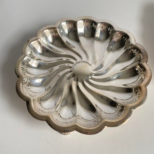 Vintage f.b. Rogers Silver Plated Scalloped Swirl Serving Trays Footed