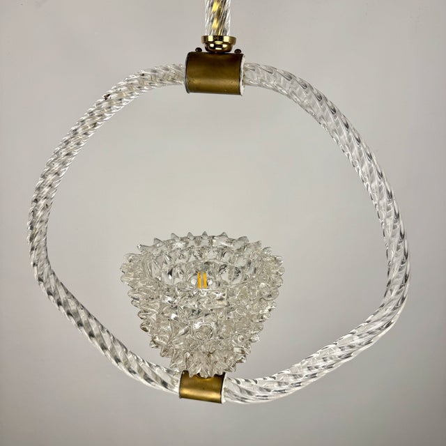 Gold Rostrato Murano Glass Pendant Lamp attributed to Barovier Toso, Italy, 1940s For Sale - Image 8 of 12
