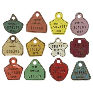 European Metal Bicycle Tags - Set of 12 For Sale