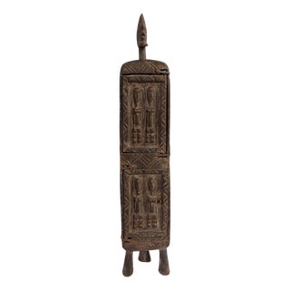 Vintage Unique Dogon Hand Carved Wooden Box Mali 18.5" H For Sale