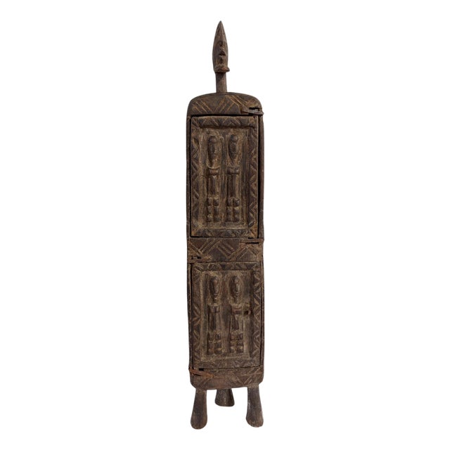 Vintage Unique Dogon Hand Carved Wooden Box Mali 18.5" H For Sale