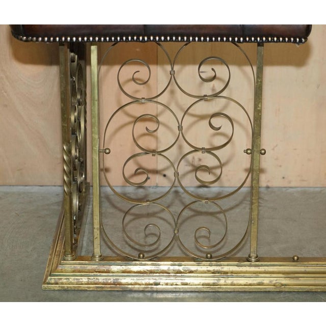 Antique Club Fender with Brown Leather Chesterfield Seats For Sale - Image 6 of 18