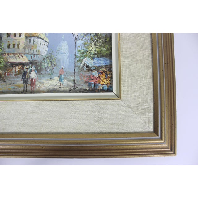 1960s Vintage European City Scene Paris France Oil Painting, Framed, Small Original Art For Sale - Image 5 of 14