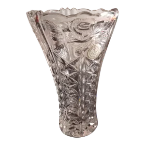 Lead Crystal Clear Germany Etched Vase