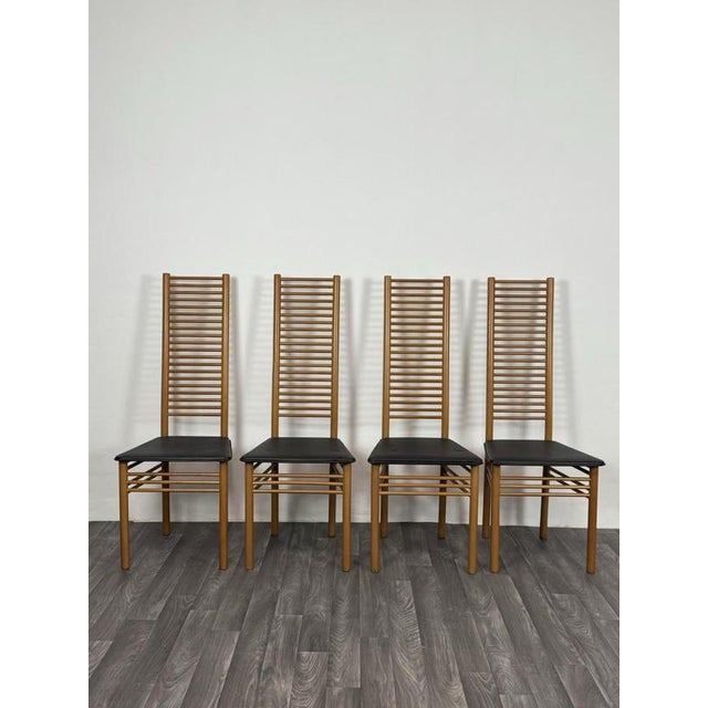 Ladder Back Dining Chairs, Italy, 1980, Set of 4 For Sale - Image 9 of 14