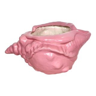 Vintage Pink Ceramic Shell Planter For Sale