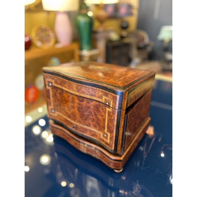 Metal 19th Century Walnut Burl Liquor Cabinet, Set of 21 For Sale - Image 7 of 14