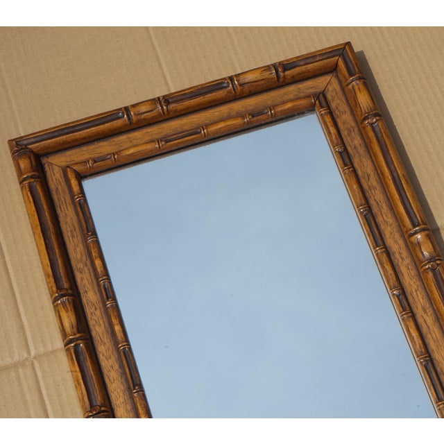 Vintage Rectangular Faux Bamboo Wall Hanging Mirror For Sale - Image 5 of 9