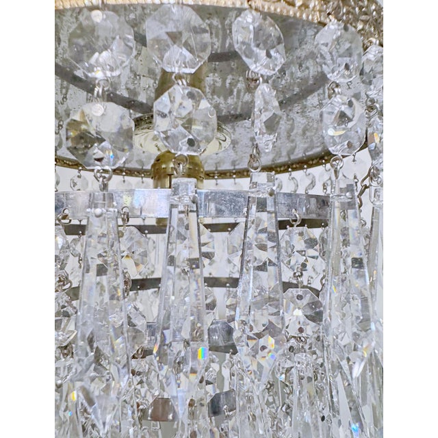 Metal Vintage Hollywood Regency Florentine Brass Tiered Waterfall Crystal Wedding Cake Chandelier For Sale - Image 7 of 8