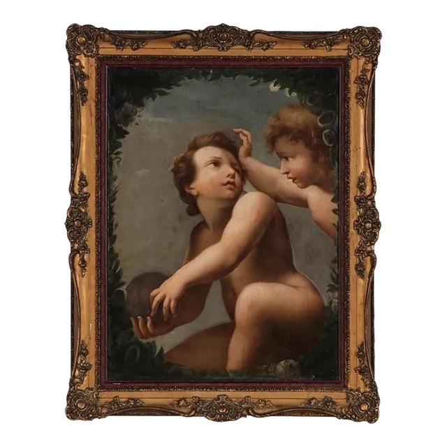 17th-Century Painting of Putti Playing With a Ball For Sale