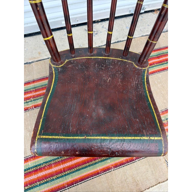 Antique Paint Decorated Pennsylvania Kitchen Windsor Side Chair, Circa 1850's For Sale - Image 11 of 18