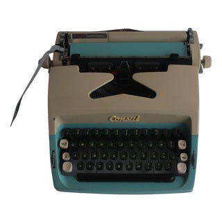 Consul Typewriter in Two-Tone Cream and Aqua, Czechoslovakia, 1960s For Sale