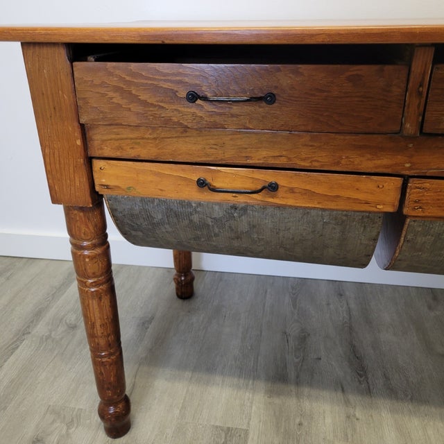 Classic Amercian Double Possum Belly Farm Baking Table For Sale - Image 13 of 18