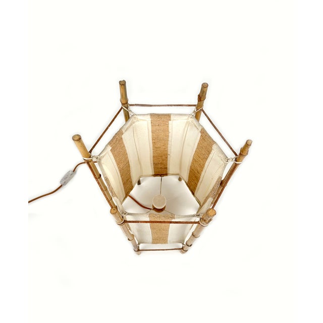 Brown Italian Louis Sognot Style Table in Bamboo and Rattan, 1960s For Sale - Image 8 of 17