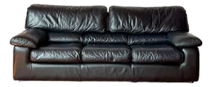 1970s Roche Bobois Black Draping Leather Sofa