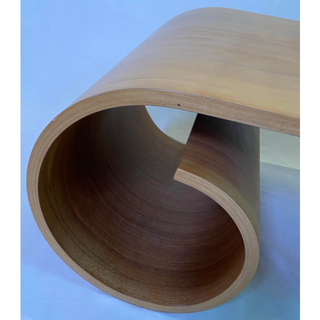 Late 20th Century Kino Guerin Sculpted Bent Wood Ribbon Coffee Table in Laminated Walnut, Signed For Sale - Image 4 of 11