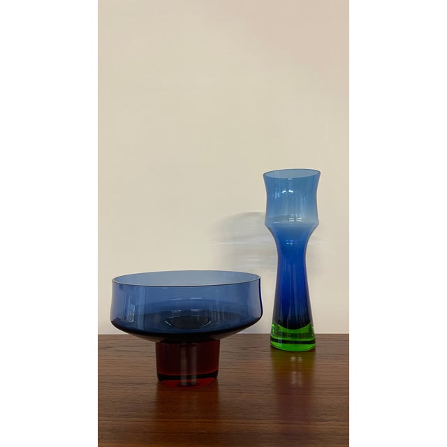 1960s Blue and Green Art Glass Bowl attributed to Bo Borgström for Åseda Glasbruk, Sweden, 1960s For Sale - Image 5 of 9
