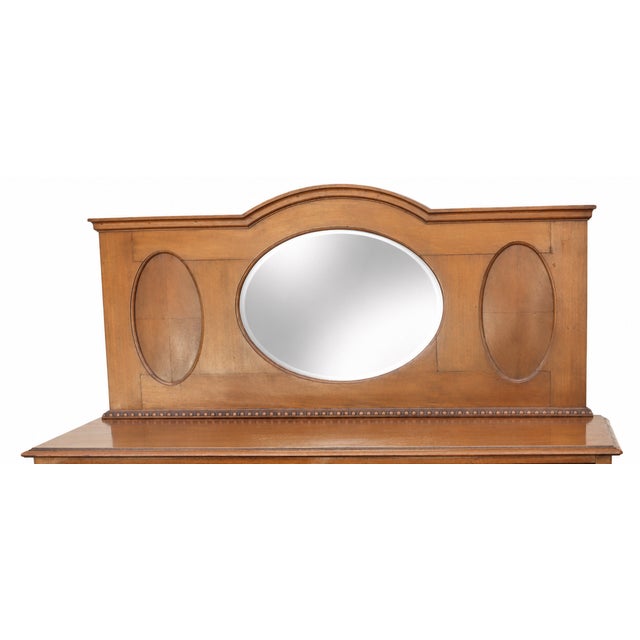 Gold 1940s Antique Honey-Brown Wood Buffet With Oval Mirror and Cabriole Legs For Sale - Image 8 of 10