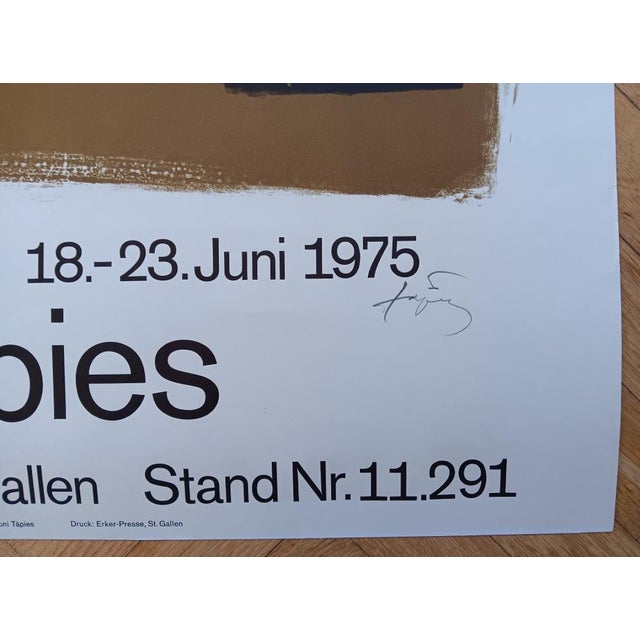 Original Hand-Signed Art Basel6'75 Exhibition Poster by Antoni Tapies For Sale - Image 4 of 9