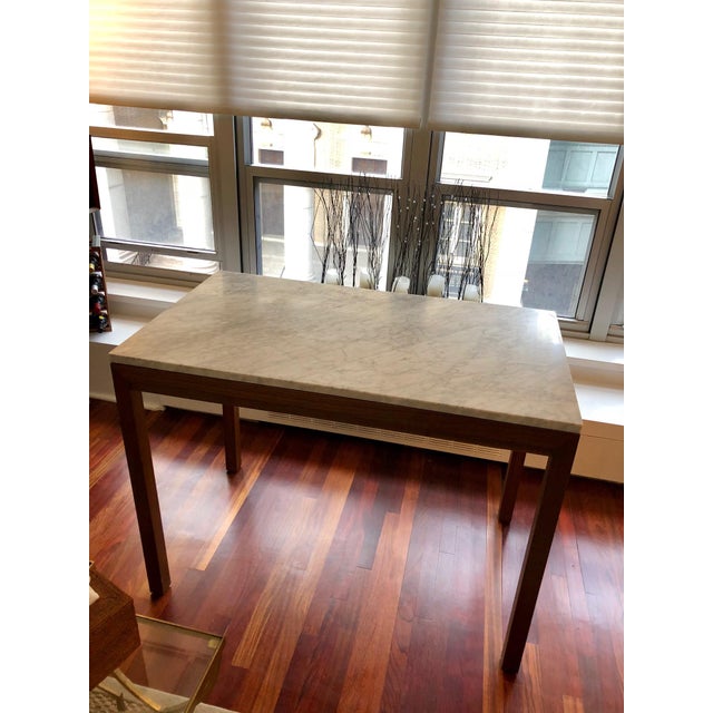 Parsons White Marble Top/ Elm Base Dining Table | Chairish