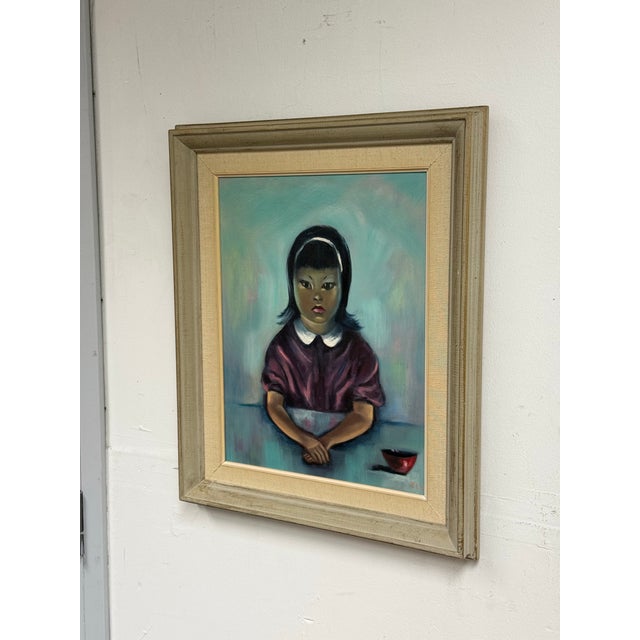 Asian Late 20th Century J.Lamm Female Portrait Oil Painting, Framed For Sale - Image 3 of 12
