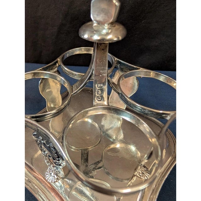 This vintage nineteenth century sterling silver caster holder is beautifully preserved. Featured is a British four section...