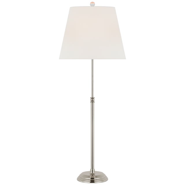 Traditional Suzanne Kasler by Visual Comfort Signature Wyatt 29" Buffet Lamp in Polished Nickel with Linen Shade For Sale - Image 3 of 3